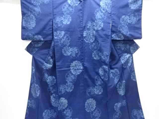 JAPANESE KIMONO / TSUMUGI / WOVEN SNOW & PLANT